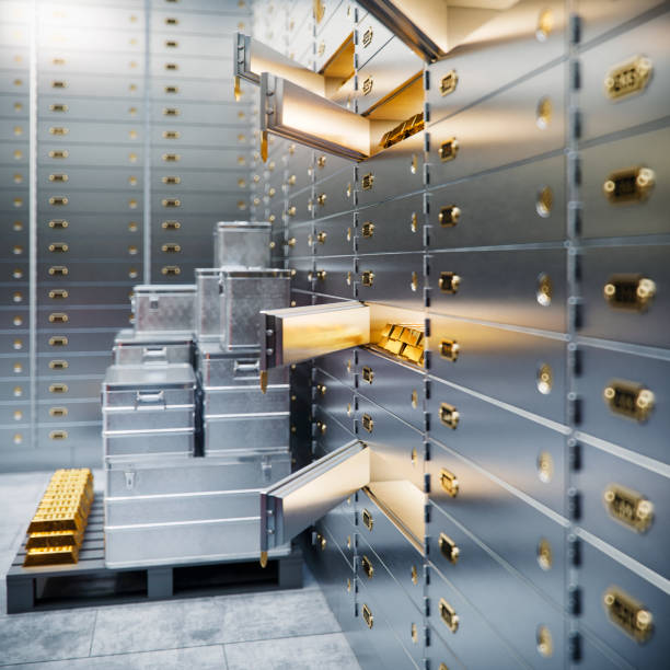 istock bank safe and boxes with gold 3d illustration 916068948