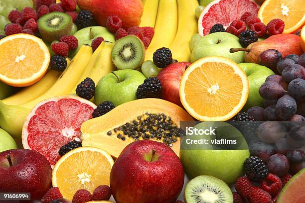Hintergrund Von Frischem Obst Stockfoto und mehr Bilder von Nass - Nass, Banane, Obst
