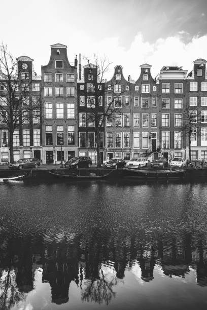 Reflection of Typical Dutch houses, Amsterdam, Netherlands