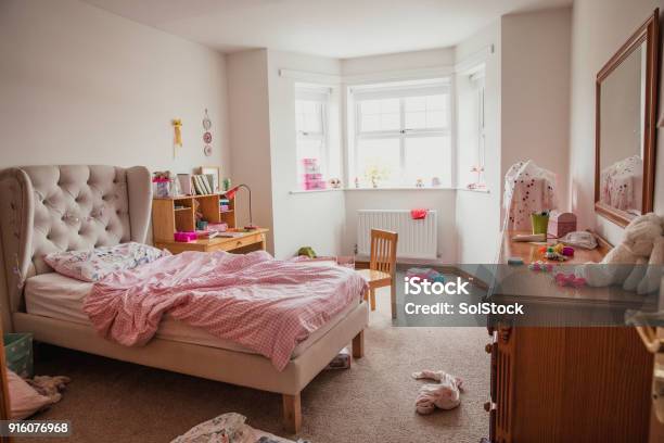 Girls Bedroom Stock Photo - Download Image Now - Messy, Bedroom, Bed - Furniture