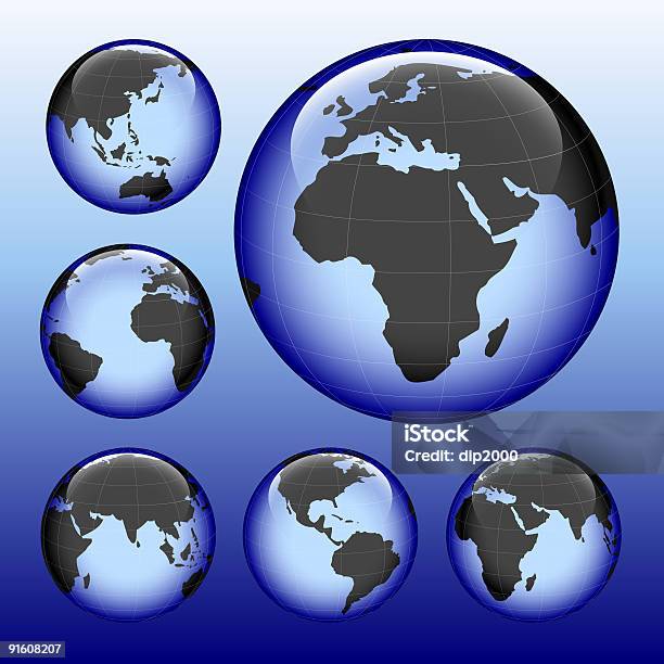 Mapa Terra Brilhante - Arte vetorial de stock e mais imagens de As Américas - As Américas, Austrália, Bolha - Forma