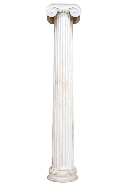 Old white pillar isolated on white White isolated column. Also PHOTOS ISOLATED ON WHITE  and column stock pictures, royalty-free photos & images
