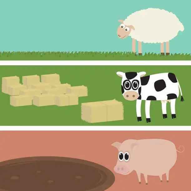 Vector illustration of Farm Animal Banner