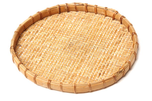 istock Bamboo weave basket from top view isolated on white background 916092618