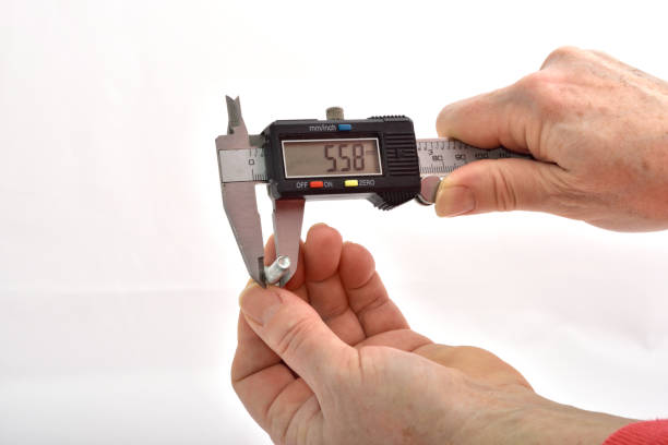 measuring screw with digital caliper Ruler, Equipment, Instrument of Measurement, Metal, Number micrometer screw gauge stock pictures, royalty-free photos & images