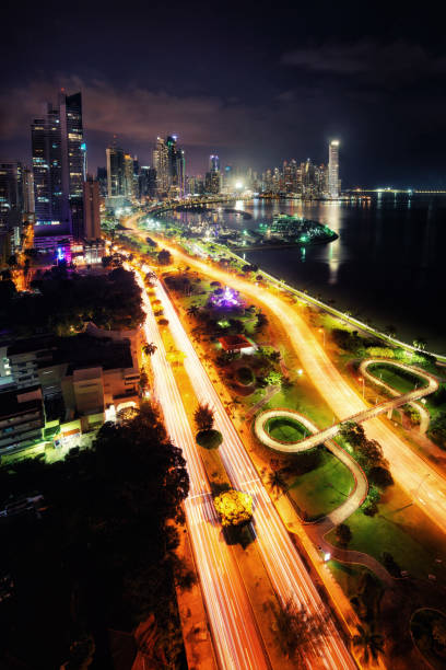 istock Panama City Promenade at Night Skyline 916100730