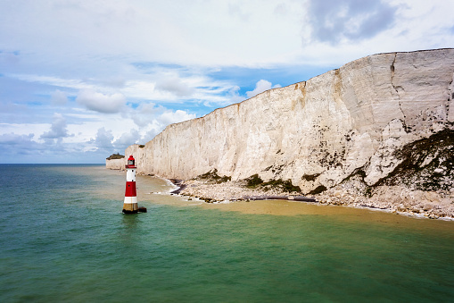 Iconic White cliffs of Dover on the South Eastern coast of England