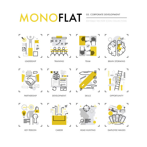 기업 개발 monoflat 아이콘 - winning agreement success ladder of success stock illustrations