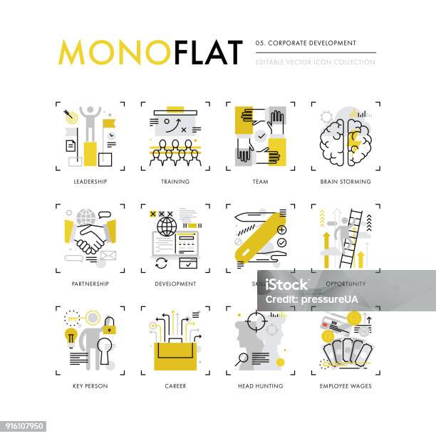 Corporate Development Monoflat Icons Stock Illustration - Download Image Now - Icon Symbol, New Hire, Business