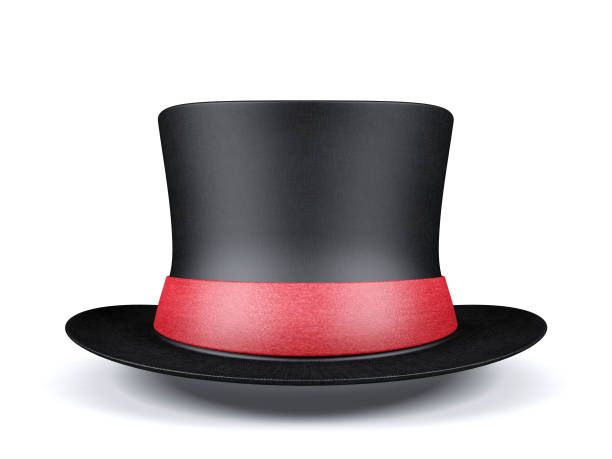 istock Black short top hat with red ribbon 916112636