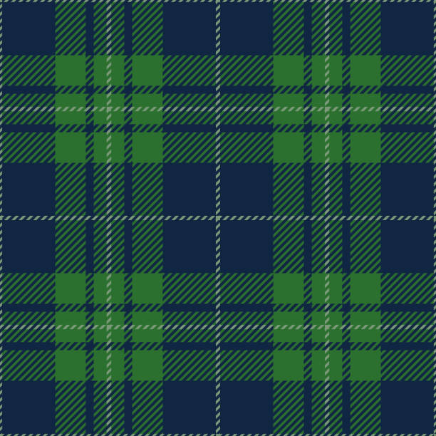 Blue and green seamless traditional tartan plaid pattern design.