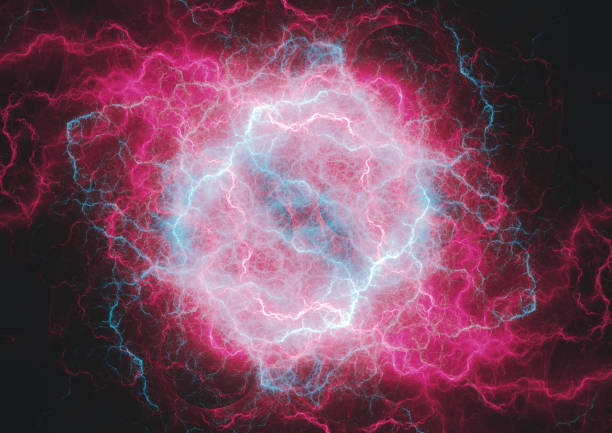 istock Blue and purple plasma cloud, storm and energy background 916112928