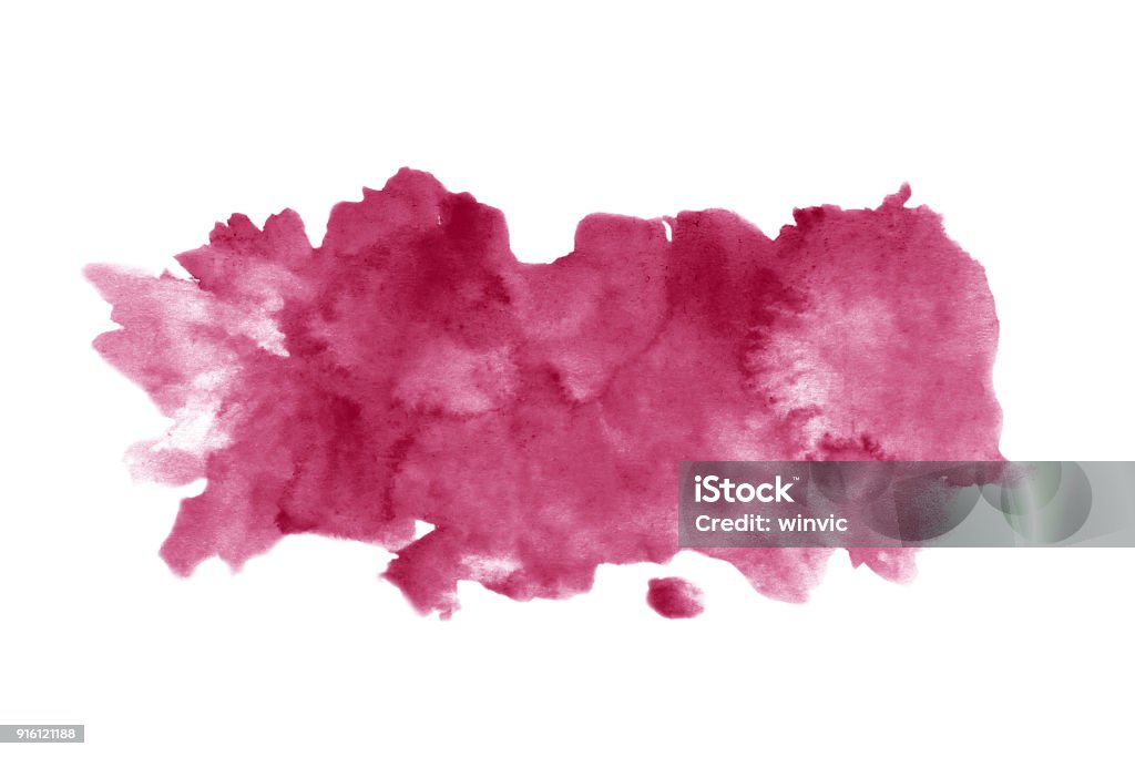 Vino tinto la mancha aislada sobre fondo blanco. Pincel para acuarela grunge textura realista vino. Marca roja oscura, acuarela dibujo. - Foto de stock de Vino libre de derechos