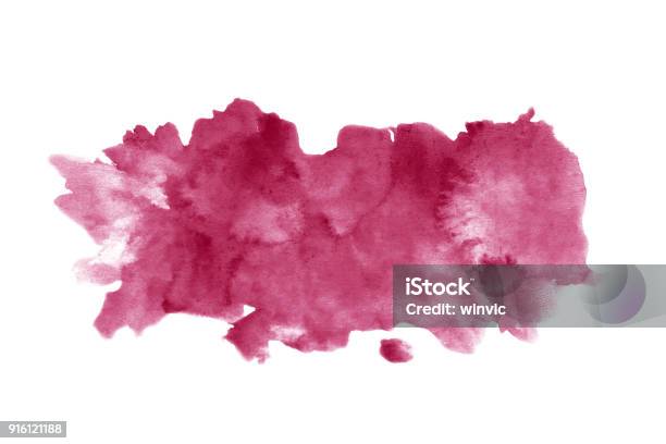 Foto de Vinho Tinto Mancha Isolado No Fundo Branco Escova De Vinho De Textura Realista Aquarela Grunge Marca De Vermelha Escura Aquarela De Desenho e mais fotos de stock de Vinho