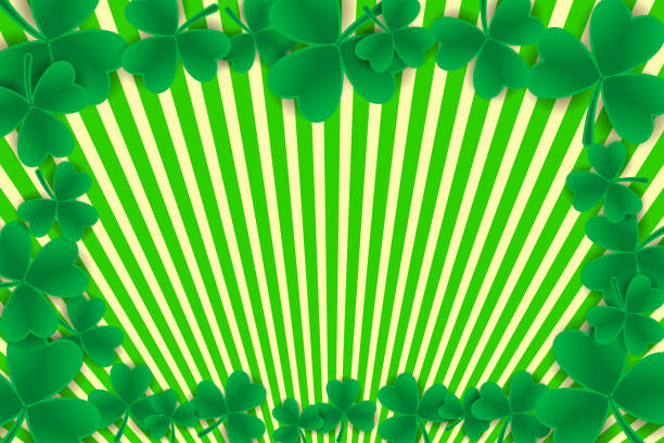 istock Striped background and shamrock frame. Vector illustration for Saint Patrick Day Greeting Card 916121628