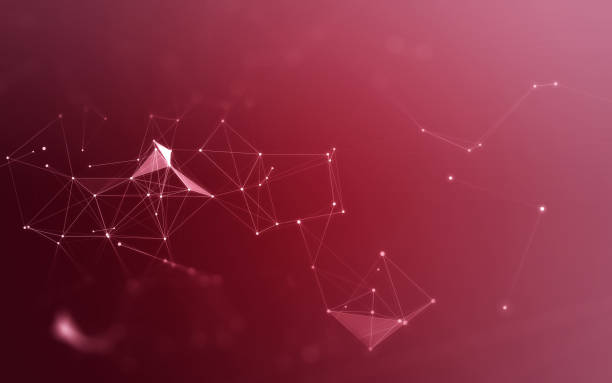 istock 3D Abstract Polygonal Red Background with Low Poly Connecting Dots and Lines - Connection Structure - Futuristic HUD Background 916126586