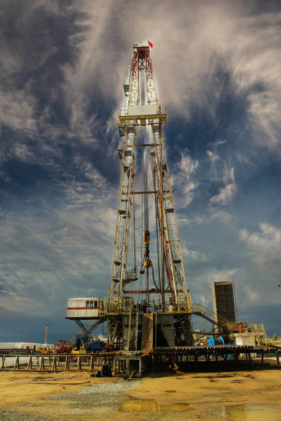 Drilling on the geothermal well platform and Equipments on a cloudy day Petrol and Energy Industry revised stock pictures, royalty-free photos & images