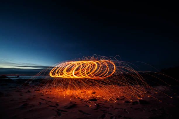 istock Spinning steel wool at sunset 916134866