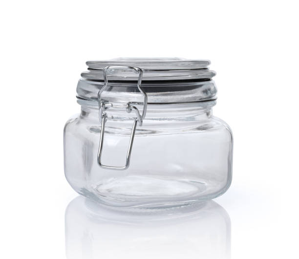 Close-up glass jar with lid