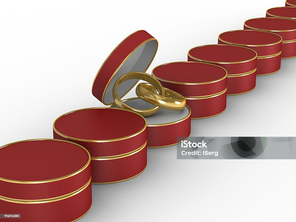 Hochzeit Ringe in Geschenk-Verpackung. Isolierte 3D-Bild - Lizenzfrei Behälter Stock-Foto