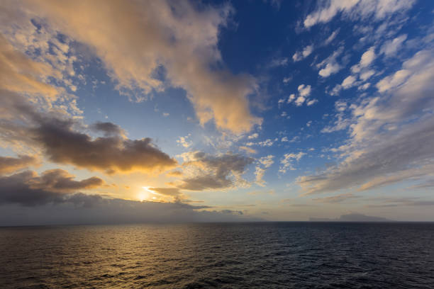 beautiful sunrise at sea. The Tyrrhenian Sea, Italy