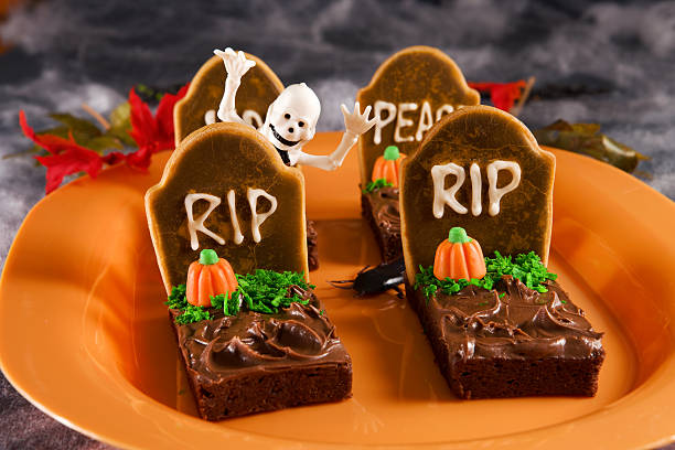 Halloween themed tombstone brownies