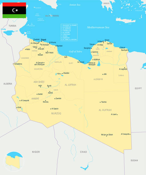 Libya Map - Detailed Vector Illustration Libya map and flag - High Detailed Vector Illustration libya map stock illustrations