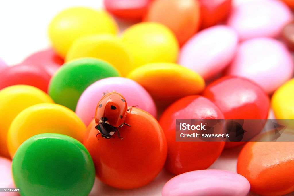 Marienkäfer auf der Schokolade Süßigkeiten - Lizenzfrei Bildkomposition und Technik Stock-Foto