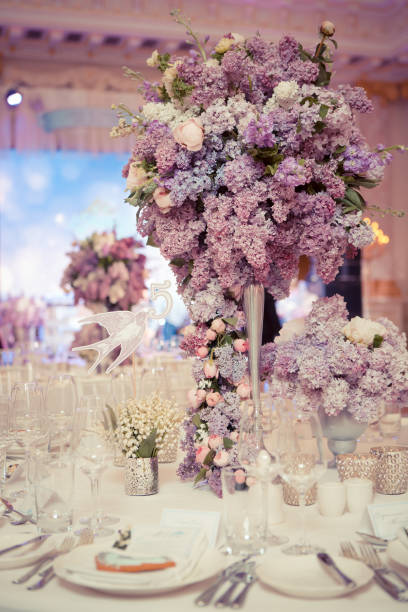 istock Festive table decoration in Lilac colours. 916156618