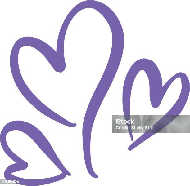 Tangan Ditulis Hati Cinta Bentuk Ilustrasi Vektor Ilustrasi Stok