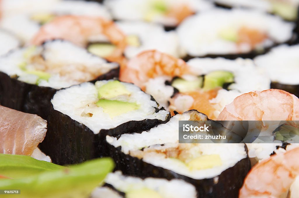 Fondo de sushi - Foto de stock de Aguacate libre de derechos