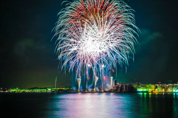 istock Castell de Foc firework display within the Festa Major celebrations in Sitges 916159354