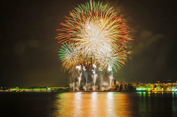 istock Castell de Foc firework display within the Festa Major celebrations in Sitges 916159356
