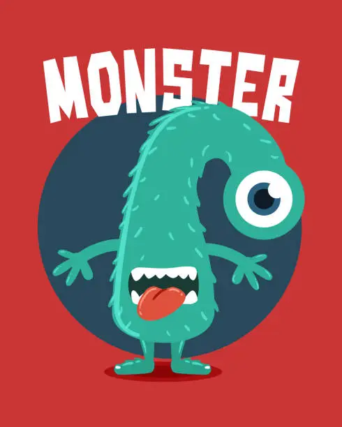 Vector illustration of Long Neck Monster with One Eye