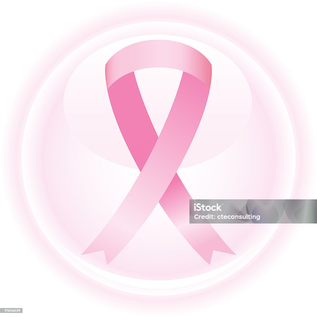 Pink Ribbon Kula Ikona - Zbiór ilustracji royalty-free (Bez ludzi)