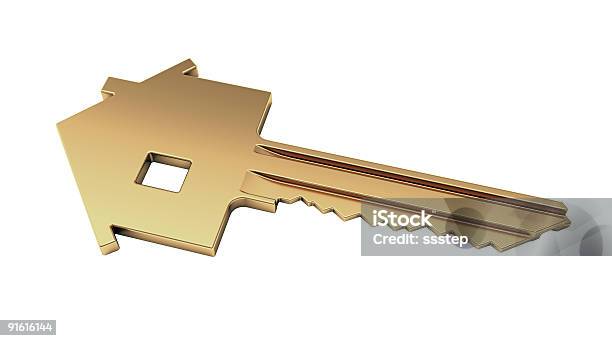 Golden Asamblea Clave Mortgage Símbolo Foto de stock y más banco de imágenes de Tecla Inicio - Tecla Inicio, Fondo blanco, Abrir