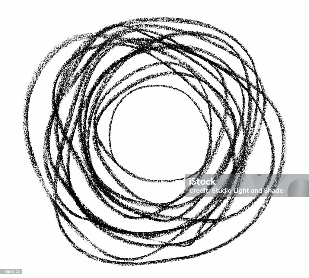 doodle formato circular preto - Ilustração de Abstrato royalty-free