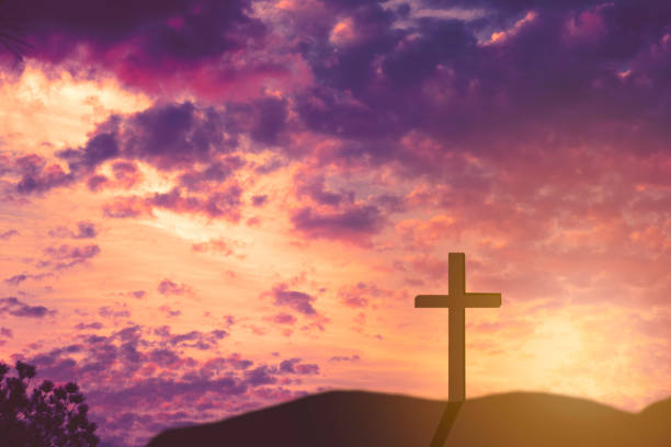 istock Easter, Crucifixion scene with one cross on hill. 916168084