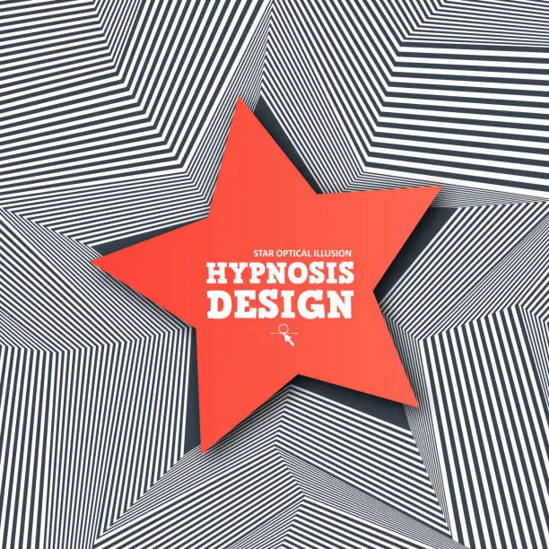 Vector illustration of Abstract star optical illusion. Creative banner with geometric lines and 3d effect. Wavy design
