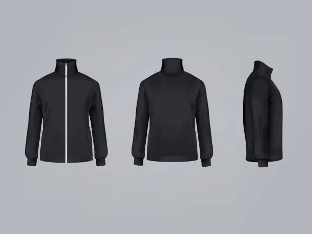 Vector illustration of Sport jacket or long sleeve sweatshirt vector illustration 3D mockup model of sportswear apparel icon