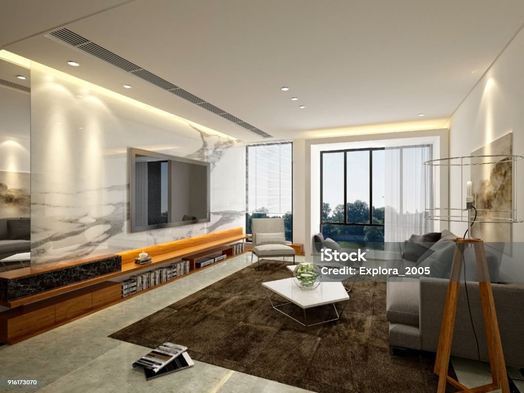 3D render of Living Room 2015 Stock Photo