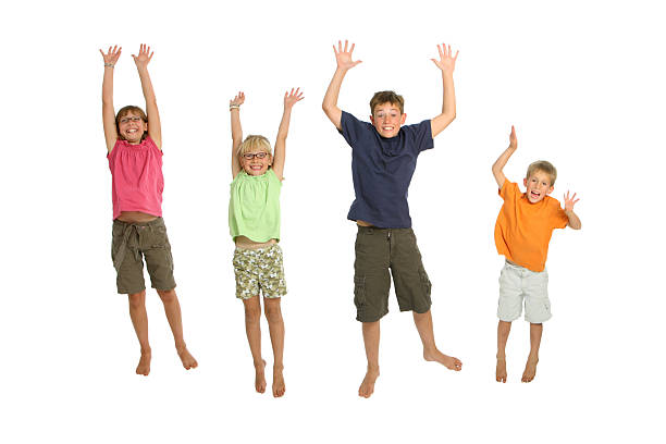 istock Kids jumping, isolated on  white background 91617318