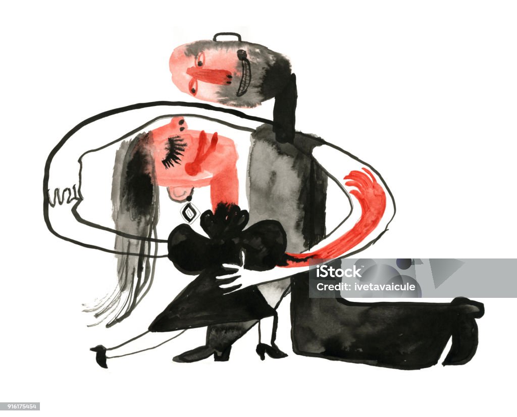 Couple dancing with passion Mixed media illustration of couple dancing Salsa Dancing stock illustration