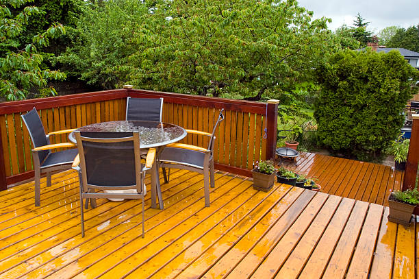 istock Modern Patio Set Overlooking Lush Surroundings 91617554