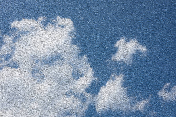 Cloudy blue sky oil paint effect. Oil painting technic color on the cloudy blue sky image background. photoshop texture stock pictures, royalty-free photos & images