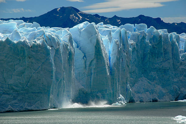 The walls of the Perito Moreno Glacier as viewed from a boat on Lake Argentino.