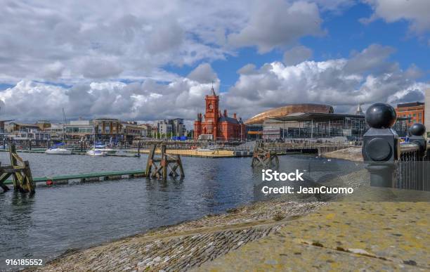 View Of Cardiff Bay Area With Famous Buildings Pierhead And Sinead Stock Photo - Download Image Now