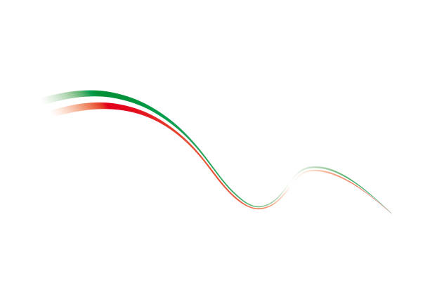 illustrazioni stock, clip art, cartoni animati e icone di tendenza di bandiera italiana stilizzata. bandiera italiana, tricolore. - bandiera italiana