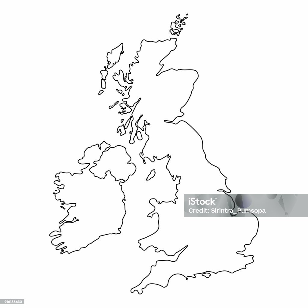 Royaume-Uni carte graphique dessin à main levée en lignes sur fond blanc. Illustration vectorielle. - clipart vectoriel de Royaume-Uni libre de droits