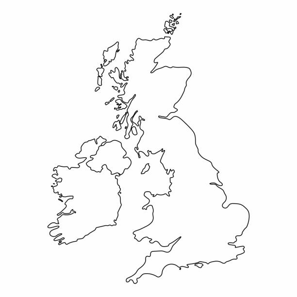 ilustrații de stoc cu marea britanie harta schiță desen grafic mână liberă pe fundal alb. ilustrație vectorială. - regatul unit